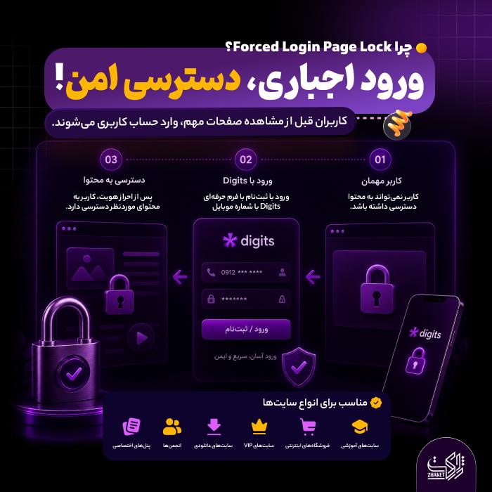 افزونه لاگین اجباری دیجیتس | پلاگین Forced Login Page Lock