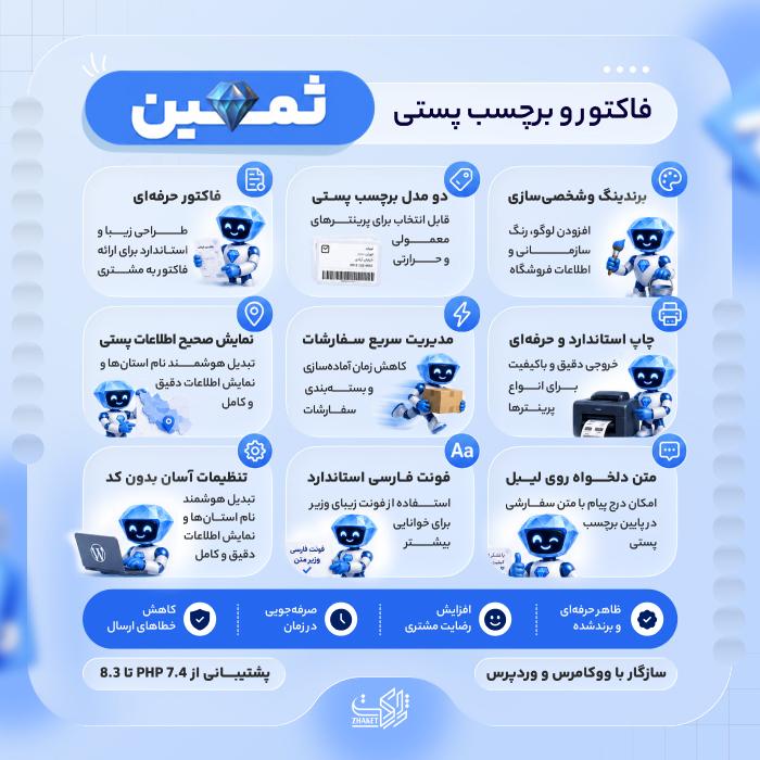 افزونه فاکتور و برچسب پستی ثمین | پلاگین samin